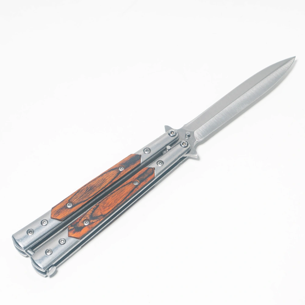OTC-210-014 Retro Wood Handle Balisong Knife3